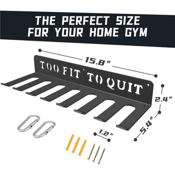 Black-coating 8 Prongs Hook Heavy-gauge Wall-mounted Home Gym Organizer - Picture 2 of 7